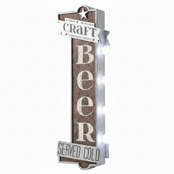 Craft Beer Double-Sided Light Up Marquee Sign Vintage LED Bar Wall Decor 25”