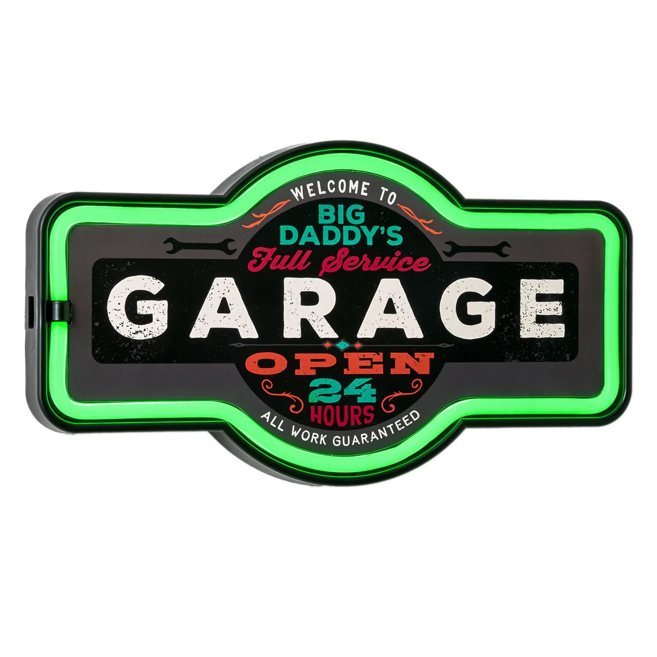 Big Daddy's Garage Full Service 24 Hour LED Neon Style 17" Light Up Sign