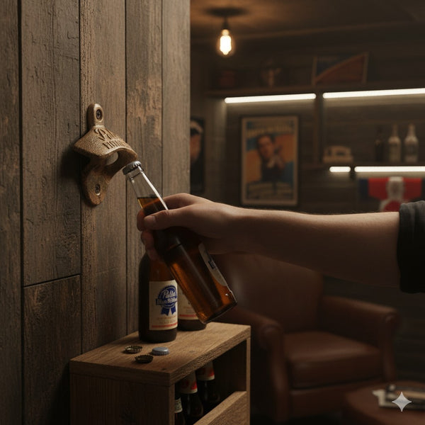 Official Pabst Blue Ribbon Cast-Metal Wall Bottle Opener – Distressed/Antique Finish Bar & Man Cave Decor (2.8" x 3")