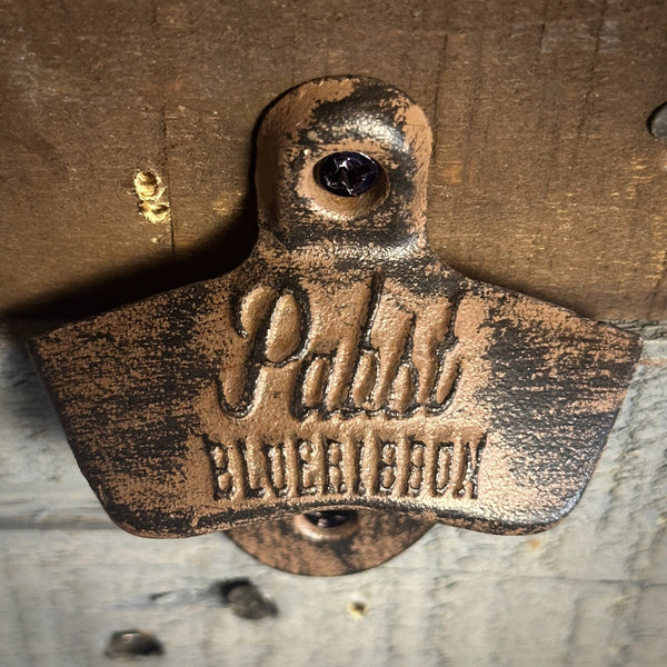 Official Pabst Blue Ribbon Cast-Metal Wall Bottle Opener – Distressed/Antique Finish Bar & Man Cave Decor (2.8" x 3")