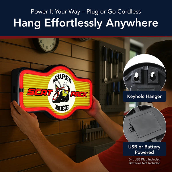 Dodge Super Bee LED Neon Light Sign — Vintage-Inspired Wall Decor for Garage, Man Cave, or Home Bar