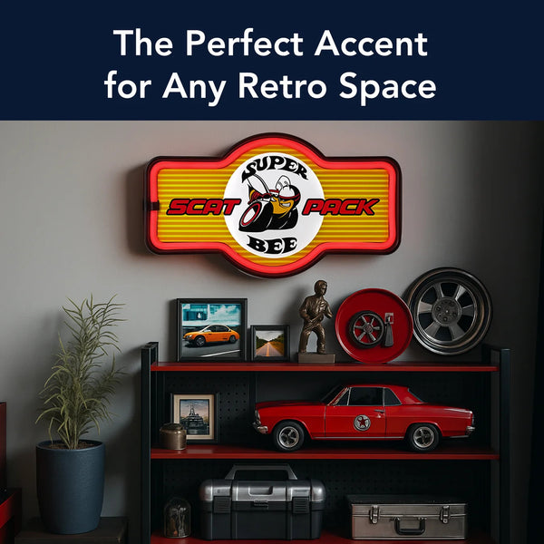 Dodge Super Bee LED Neon Light Sign — Vintage-Inspired Wall Decor for Garage, Man Cave, or Home Bar