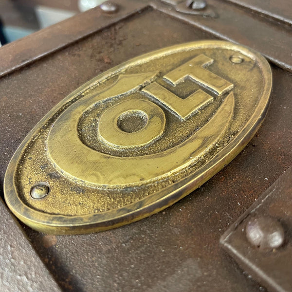 Colt Cast Iron Strong Box Antique Finish Brass Tag Vintage Western Decor
