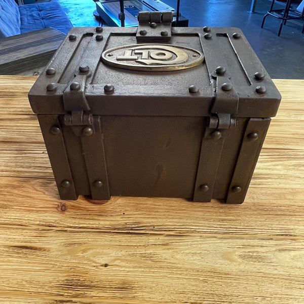 Colt Cast Iron Strong Box Antique Finish Brass Tag Vintage Western Decor