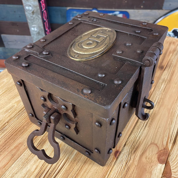 Colt Cast Iron Strong Box Antique Finish Brass Tag Vintage Western Decor