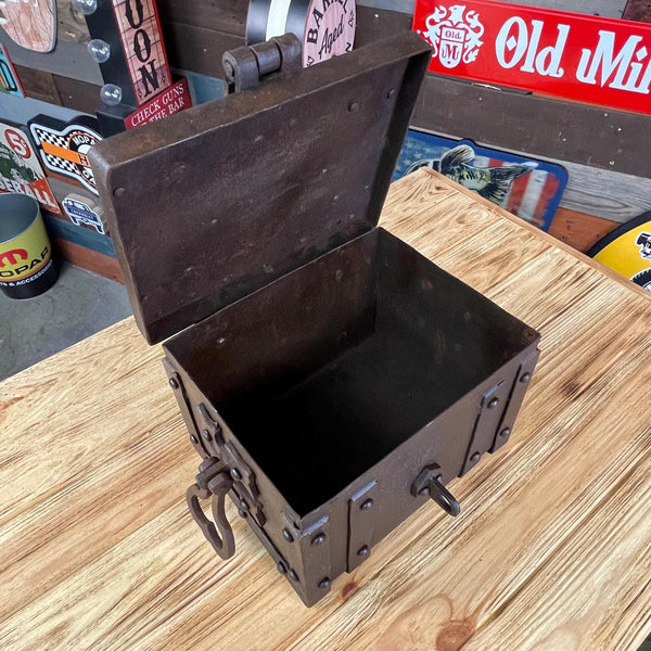 Colt Cast Iron Strong Box Antique Finish Brass Tag Vintage Western Decor