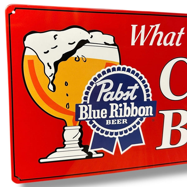 Pabst Blue Ribbon Cold Beer Licensed Metal Sign 19" x 9.5" Bar Man Cave Decor