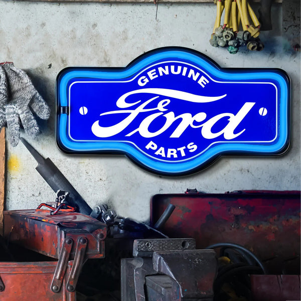 Ford Genuine Parts LED Neon Wall Sign Vintage Garage Man Cave Garage Bar Decor