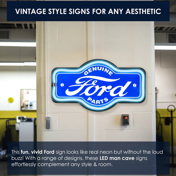 Ford Genuine Parts LED Neon Wall Sign Vintage Garage Man Cave Garage Bar Decor