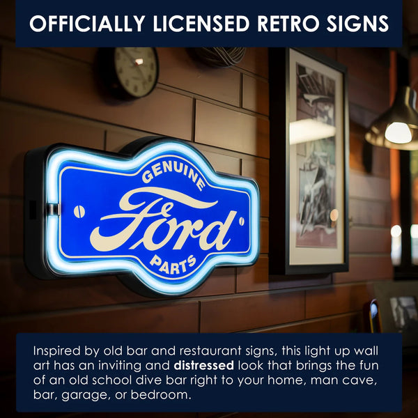 Ford Genuine Parts LED Neon Wall Sign Vintage Garage Man Cave Garage Bar Decor