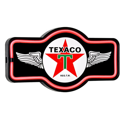 Texaco Gasoline LED Neon Wall Sign Vintage Garage Man Cave Bar Decor