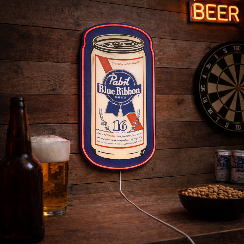 Pabst Blue Ribbon Beer Can LED Neon-Style Wall Sign – Officially