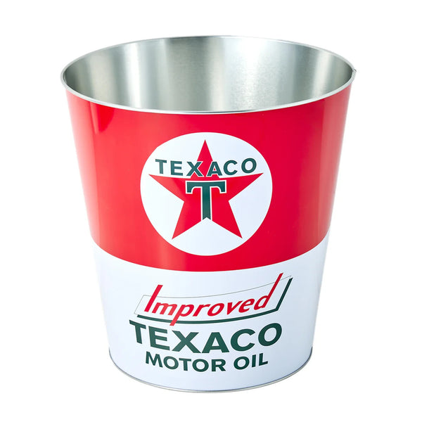 Texaco Motor Oil Vintage-Style Metal Wastebasket Trash Can or Ice Bucket 11.25"
