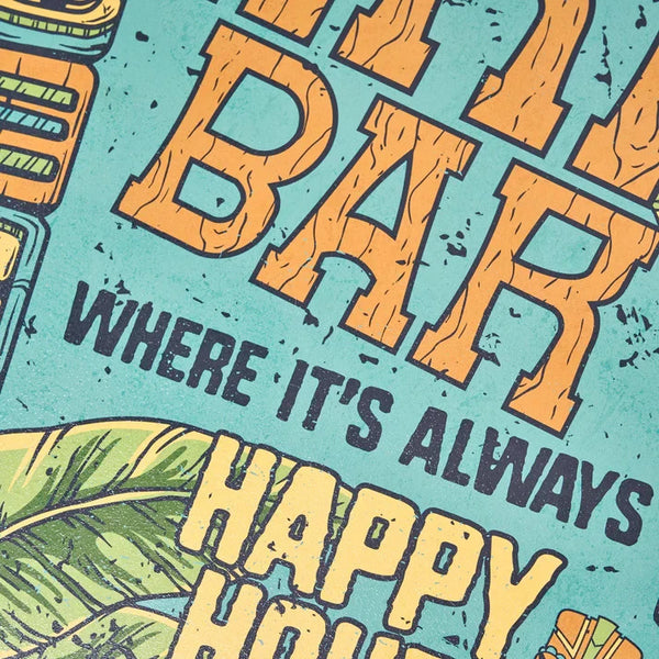 Tiki Bar Round Wall Plaque 20 Inch Vintage Style Sign Bar Man Cave Decor