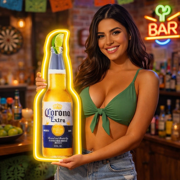 Corona Extra LED Bottle Wall Sign – Classic Cerveza Neon-Style Bar Decor