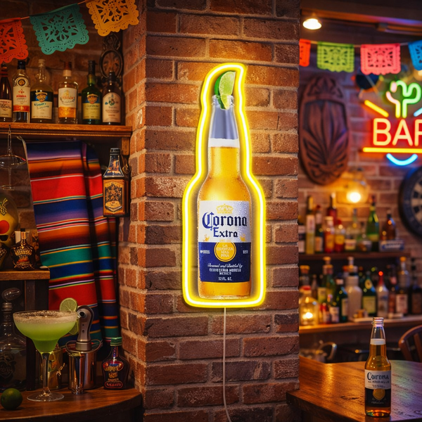 Corona Extra LED Bottle Wall Sign – Classic Cerveza Neon-Style Bar Decor