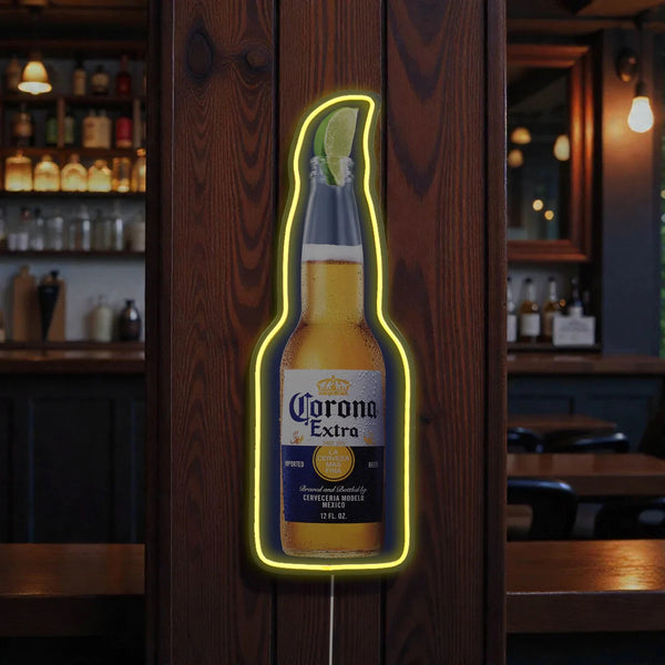 Corona Extra LED Bottle Wall Sign – Classic Cerveza Neon-Style Bar Decor