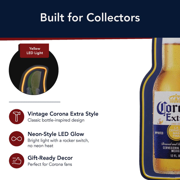 Corona Extra LED Bottle Wall Sign – Classic Cerveza Neon-Style Bar Decor