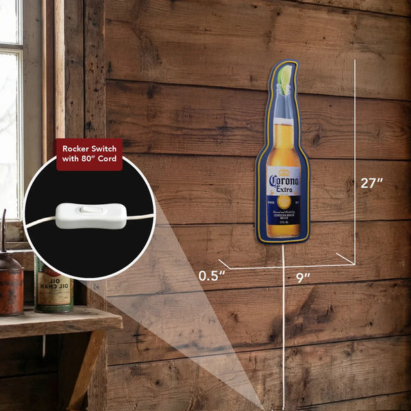 Corona Extra LED Bottle Wall Sign – Classic Cerveza Neon-Style Bar Decor