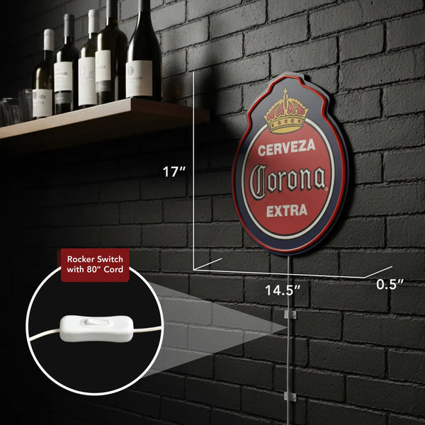 Corona Extra Cerveza LED Wall Plaque Vintage Inspired Bar & Man Cave Decor