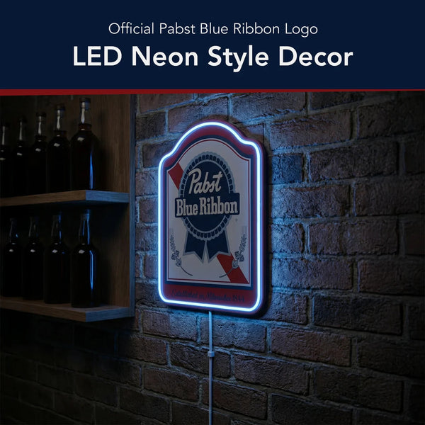 Pabst Blue Ribbon Label Neon Style LED Sign Officially Licensed Home Bar, Garage, and Man Cave Wall Decor
