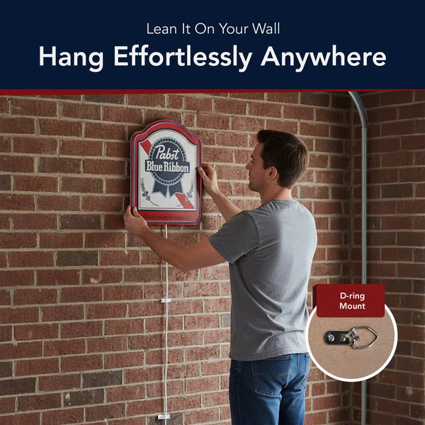 Pabst Blue Ribbon Label Neon Style LED Sign Officially Licensed Home Bar, Garage, and Man Cave Wall Decor