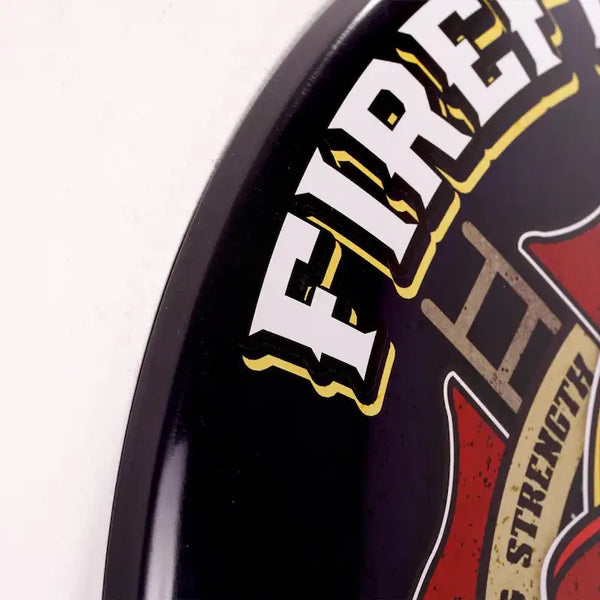 Firefighters Real Super Heroes 15.5" Metal Dome Wall Sign Round Decor