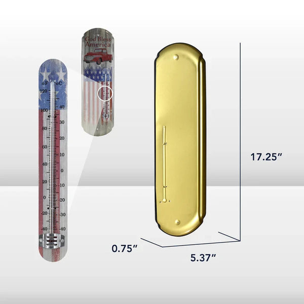 God Bless America Vintage Metal Wall Thermometer – Patriotic Americana Home Decor