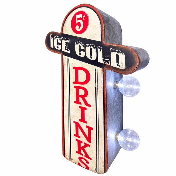 Pepsi Cola Double-Sided Marquee LED Sign – Officially Licensed 25" Retro Vintage Galvanized Metal Wall Decor, Battery Operated