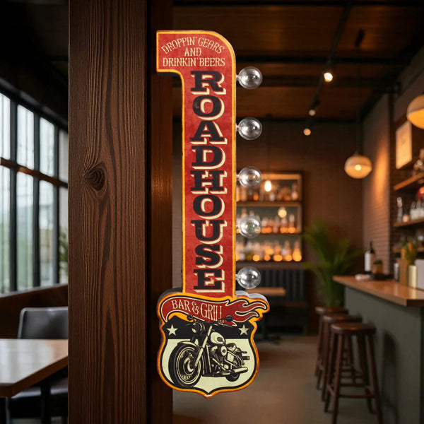 Roadhouse Bar & Grill LED Lighted Marquee Sign Double Sided Man Cave Bar Decor