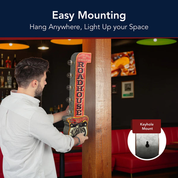 Roadhouse Bar & Grill LED Lighted Marquee Sign Double Sided Man Cave Bar Decor