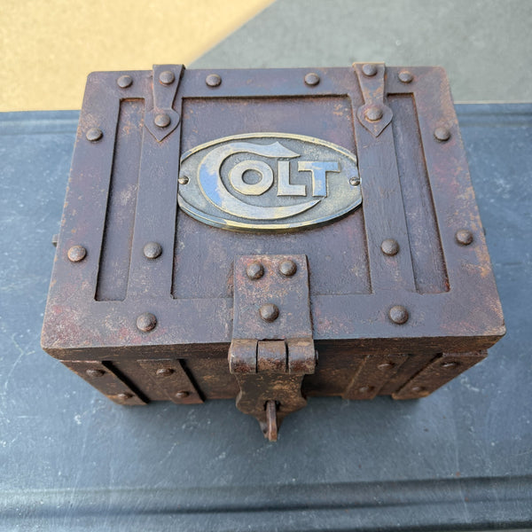 Old Box Colth Colt Cast Iron Strong Box With Antique Vintage Finish Western Lock Box ...