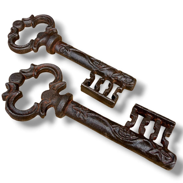 Victorian Mansion Keys Set of 2 Cast Iron 4" Antique Style Home Decor