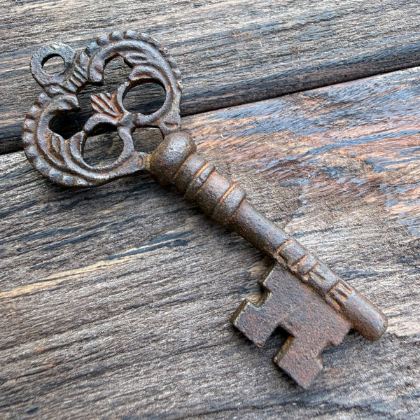Vintage Style Skeleton Keys Set of 6 Iron Antique Style With Words Stamped On Each: Happiness, Life, Luck, Love, Joy, Friendship, Hope, Dreams, Grace, Peace, Soul, Success, Wish