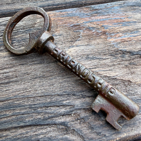 Vintage Style Skeleton Keys Set of 6 Iron Antique Style With Words Stamped On Each: Happiness, Life, Luck, Love, Joy, Friendship, Hope, Dreams, Grace, Peace, Soul, Success, Wish
