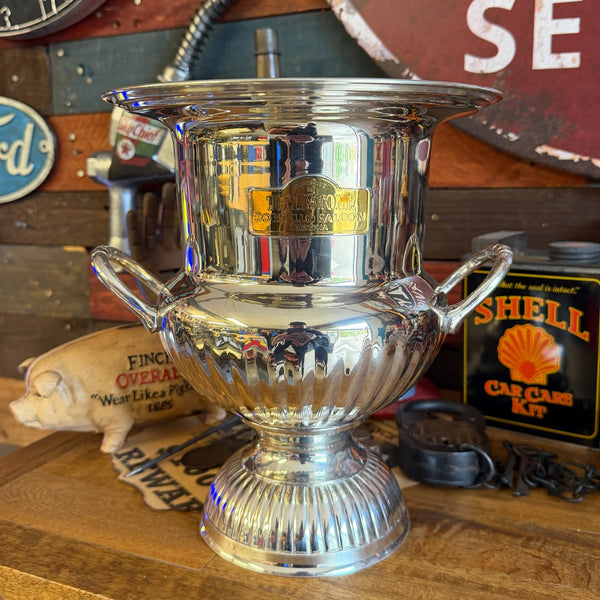 Tombstone Bordello Saloon Ice Bucket – Vintage-Inspired Chrome Ice Bucket with Brass Tag, 10"