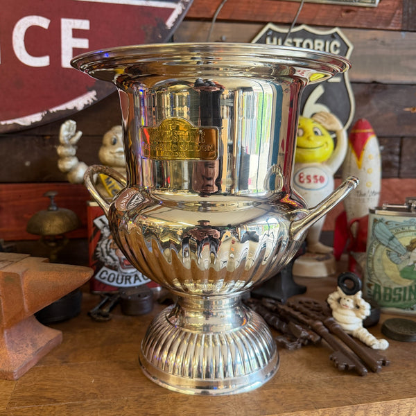 Tombstone Bordello Saloon Ice Bucket – Vintage-Inspired Chrome Ice Bucket with Brass Tag, 10"