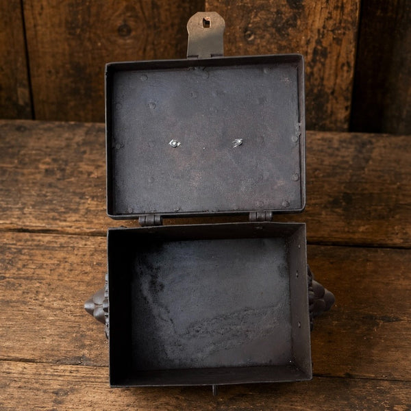 Tombstone Cast Iron Strong Box With Lion’s Head Handles – Hand-Antiqued Old West Decorative Lock Box