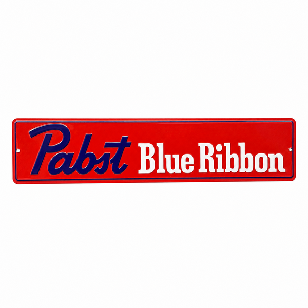 Pabst Blue Ribbon Embossed Metal Street Sign Bar Man Cave Garage Wall Decor 24"