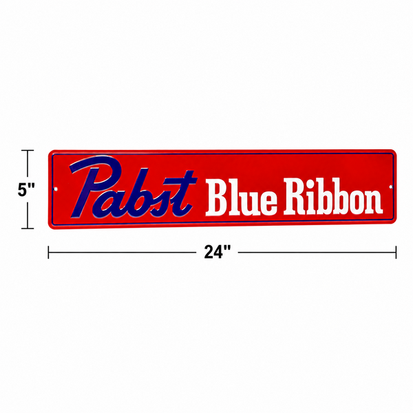 Pabst Blue Ribbon Embossed Metal Street Sign Bar Man Cave Garage Wall Decor 24"