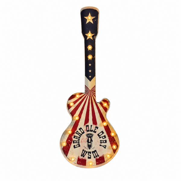 Grand Ole Opry Guitar-Shaped LED Marquee Wall Decor Sign 32 Inch Licensed Country Music Light-Up Wall Art