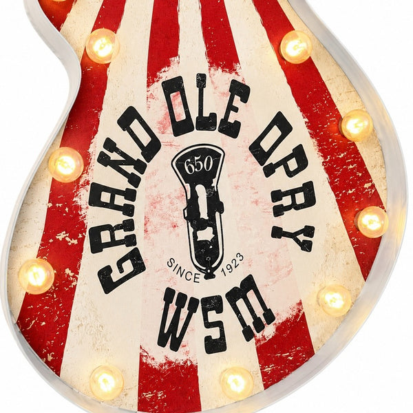Grand Ole Opry Guitar-Shaped LED Marquee Wall Decor Sign 32 Inch Licensed Country Music Light-Up Wall Art