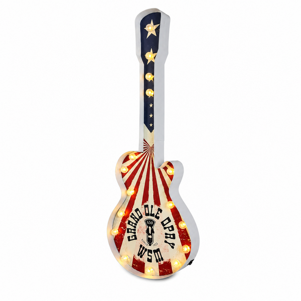 Grand Ole Opry Guitar-Shaped LED Marquee Wall Decor Sign 32 Inch Licensed Country Music Light-Up Wall Art