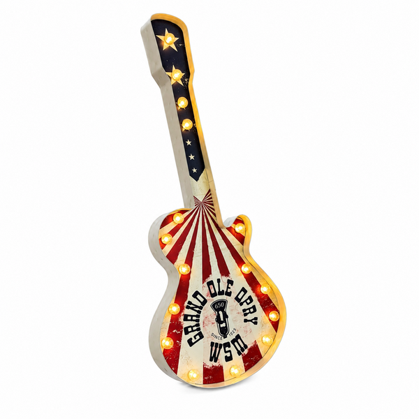 Grand Ole Opry Guitar-Shaped LED Marquee Wall Decor Sign 32 Inch Licensed Country Music Light-Up Wall Art