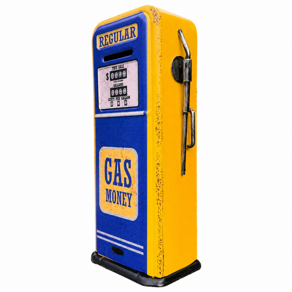 Gas Money Gas Pump Metal Coin Bank Vintage Inspired Design Man Cave Decor
