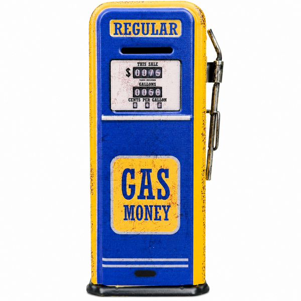 Gas Money Gas Pump Metal Coin Bank Vintage Inspired Design Man Cave Decor