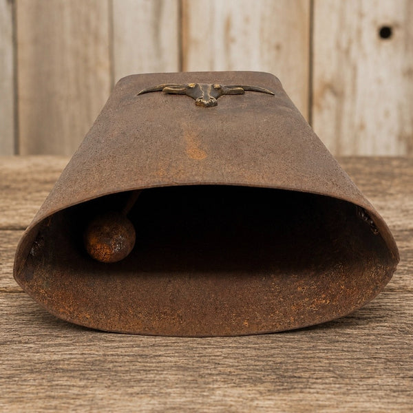 Rustic Cowbell With Brass Steer Head Western Farmhouse Decor Antique Finish