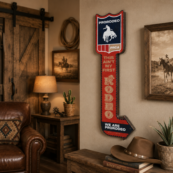 PRORODEO Arrow Metal 25" Wall Sign, This Ain’t My First Rodeo Western Home Decor