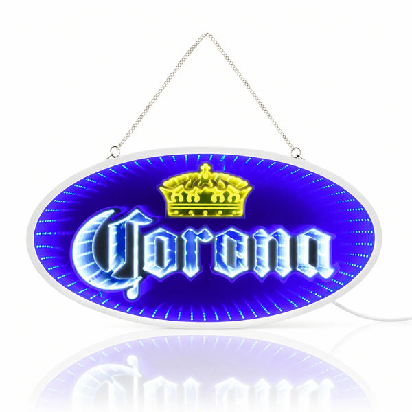 Corona Infinity Mirror LED Sign Man Cave Home Bar Garage Wall Decor