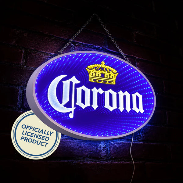 Corona Infinity Mirror LED Sign Man Cave Home Bar Garage Wall Decor